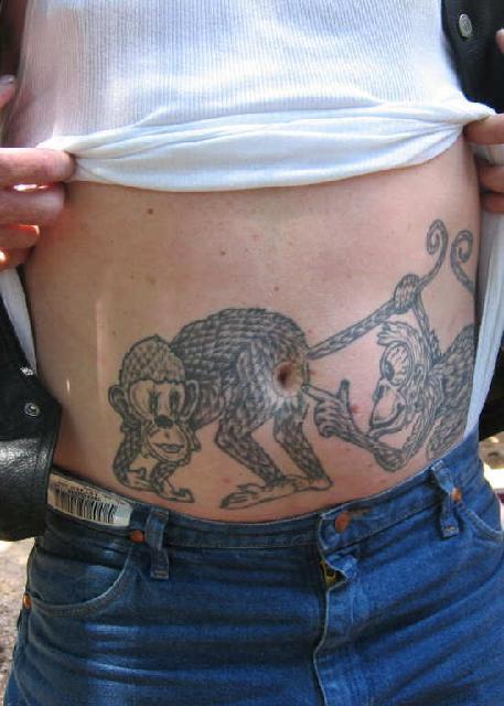 Monkey Tattoos on Stomach